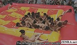 Subtitled Huge Group Of Japanese Nudists Oil Wrestling